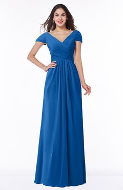 ColsBM Evie Royal Blue Glamorous A-line Short Sleeve Floor Length Ruching Plus Size Bridesmaid Dresses