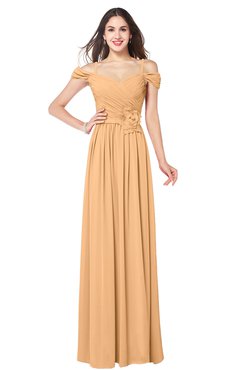 ColsBM Susan Apricot Mature Short Sleeve Zipper Floor Length Ribbon Plus Size Bridesmaid Dresses