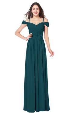 ColsBM Susan Blue Green Mature Short Sleeve Zipper Floor Length Ribbon Plus Size Bridesmaid Dresses