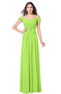 ColsBM Susan Bright Green Mature Short Sleeve Zipper Floor Length Ribbon Plus Size Bridesmaid Dresses