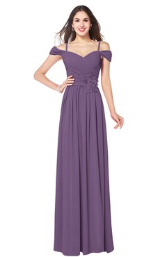 ColsBM Susan Chinese Violet Mature Short Sleeve Zipper Floor Length Ribbon Plus Size Bridesmaid Dresses