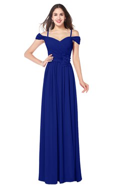 ColsBM Susan Electric Blue Mature Short Sleeve Zipper Floor Length Ribbon Plus Size Bridesmaid Dresses