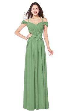 ColsBM Susan Fair Green Mature Short Sleeve Zipper Floor Length Ribbon Plus Size Bridesmaid Dresses
