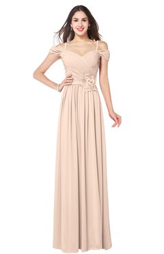 ColsBM Susan Fresh Salmon Mature Short Sleeve Zipper Floor Length Ribbon Plus Size Bridesmaid Dresses
