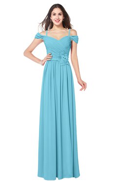 ColsBM Susan Light Blue Mature Short Sleeve Zipper Floor Length Ribbon Plus Size Bridesmaid Dresses
