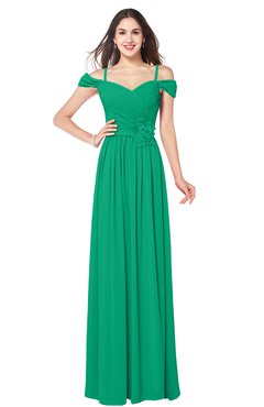 ColsBM Susan Pepper Green Mature Short Sleeve Zipper Floor Length Ribbon Plus Size Bridesmaid Dresses