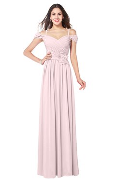 ColsBM Susan Petal Pink Mature Short Sleeve Zipper Floor Length Ribbon Plus Size Bridesmaid Dresses