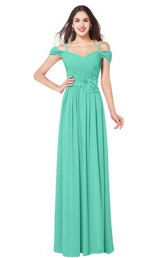 ColsBM Susan Seafoam Green Mature Short Sleeve Zipper Floor Length Ribbon Plus Size Bridesmaid Dresses