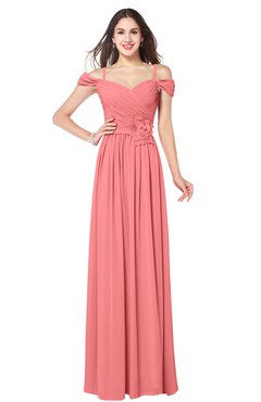 ColsBM Susan Shell Pink Mature Short Sleeve Zipper Floor Length Ribbon Plus Size Bridesmaid Dresses