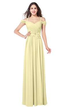 ColsBM Susan Soft Yellow Mature Short Sleeve Zipper Floor Length Ribbon Plus Size Bridesmaid Dresses