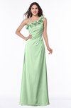 ColsBM Nola Light Green Modern A-line One Shoulder Chiffon Ruching Plus Size Bridesmaid Dresses