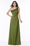 ColsBM Nola Olive Green Modern A-line One Shoulder Chiffon Ruching Plus Size Bridesmaid Dresses