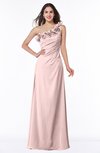ColsBM Nola Pastel Pink Modern A-line One Shoulder Chiffon Ruching Plus Size Bridesmaid Dresses