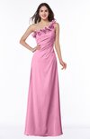 ColsBM Nola Pink Modern A-line One Shoulder Chiffon Ruching Plus Size Bridesmaid Dresses