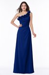 ColsBM Nola Sodalite Blue Modern A-line One Shoulder Chiffon Ruching Plus Size Bridesmaid Dresses