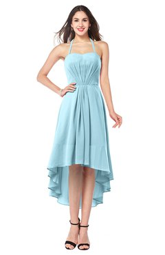ColsBM Hannah Aqua Casual A-line Halter Half Backless Asymmetric Ruching Plus Size Bridesmaid Dresses