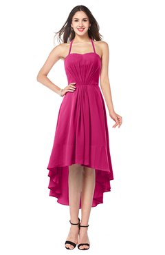 ColsBM Hannah Beetroot Purple Casual A-line Halter Half Backless Asymmetric Ruching Plus Size Bridesmaid Dresses