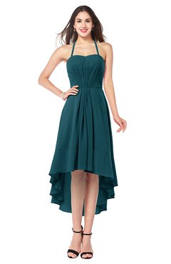 ColsBM Hannah Blue Green Casual A-line Halter Half Backless Asymmetric Ruching Plus Size Bridesmaid Dresses