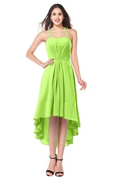 ColsBM Hannah Bright Green Casual A-line Halter Half Backless Asymmetric Ruching Plus Size Bridesmaid Dresses