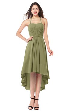 ColsBM Hannah Cedar Casual A-line Halter Half Backless Asymmetric Ruching Plus Size Bridesmaid Dresses