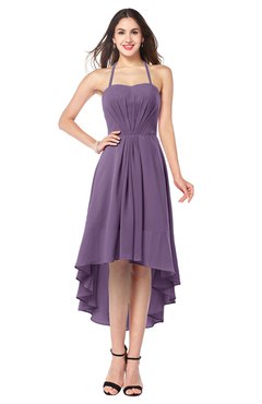 ColsBM Hannah Chinese Violet Casual A-line Halter Half Backless Asymmetric Ruching Plus Size Bridesmaid Dresses