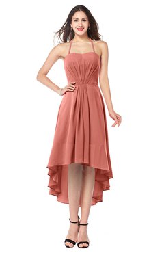 ColsBM Hannah Crabapple Casual A-line Halter Half Backless Asymmetric Ruching Plus Size Bridesmaid Dresses