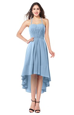 ColsBM Hannah Dusty Blue Casual A-line Halter Half Backless Asymmetric Ruching Plus Size Bridesmaid Dresses