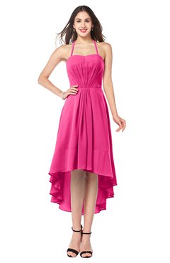 ColsBM Hannah Fandango Pink Casual A-line Halter Half Backless Asymmetric Ruching Plus Size Bridesmaid Dresses
