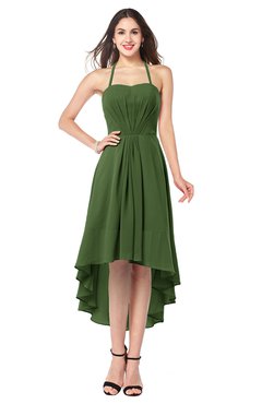 ColsBM Hannah Garden Green Casual A-line Halter Half Backless Asymmetric Ruching Plus Size Bridesmaid Dresses
