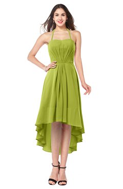ColsBM Hannah Green Oasis Casual A-line Halter Half Backless Asymmetric Ruching Plus Size Bridesmaid Dresses