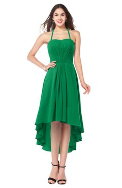 ColsBM Hannah Green Casual A-line Halter Half Backless Asymmetric Ruching Plus Size Bridesmaid Dresses