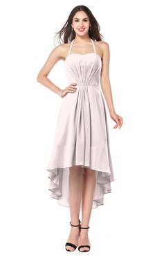 ColsBM Hannah Light Pink Casual A-line Halter Half Backless Asymmetric Ruching Plus Size Bridesmaid Dresses