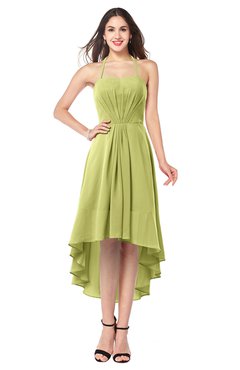 ColsBM Hannah Linden Green Casual A-line Halter Half Backless Asymmetric Ruching Plus Size Bridesmaid Dresses