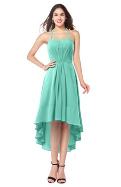ColsBM Hannah Mint Green Casual A-line Halter Half Backless Asymmetric Ruching Plus Size Bridesmaid Dresses