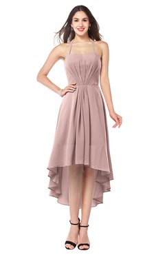 ColsBM Hannah Nectar Pink Casual A-line Halter Half Backless Asymmetric Ruching Plus Size Bridesmaid Dresses