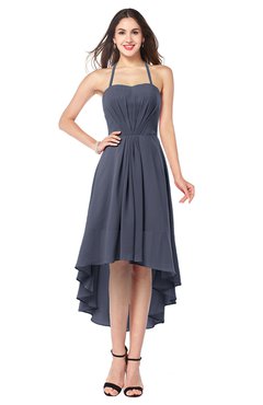 ColsBM Hannah Nightshadow Blue Casual A-line Halter Half Backless Asymmetric Ruching Plus Size Bridesmaid Dresses