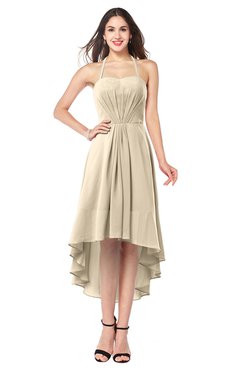 ColsBM Hannah Novelle Peach Casual A-line Halter Half Backless Asymmetric Ruching Plus Size Bridesmaid Dresses