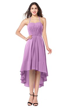 ColsBM Hannah Orchid Casual A-line Halter Half Backless Asymmetric Ruching Plus Size Bridesmaid Dresses