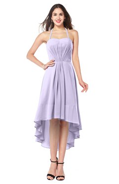 ColsBM Hannah Pastel Lilac Casual A-line Halter Half Backless Asymmetric Ruching Plus Size Bridesmaid Dresses