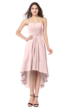 ColsBM Hannah Pastel Pink Casual A-line Halter Half Backless Asymmetric Ruching Plus Size Bridesmaid Dresses