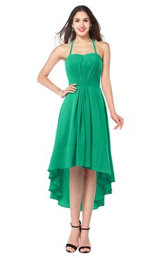 ColsBM Hannah Pepper Green Casual A-line Halter Half Backless Asymmetric Ruching Plus Size Bridesmaid Dresses