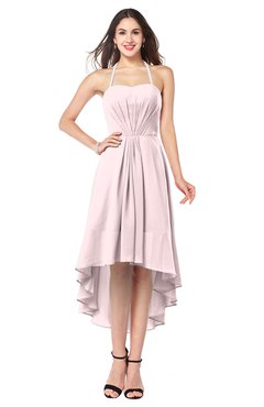 ColsBM Hannah Petal Pink Casual A-line Halter Half Backless Asymmetric Ruching Plus Size Bridesmaid Dresses