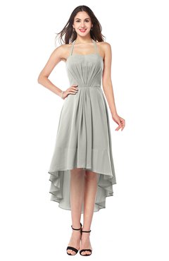 ColsBM Hannah Platinum Casual A-line Halter Half Backless Asymmetric Ruching Plus Size Bridesmaid Dresses