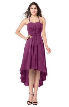 ColsBM Hannah Raspberry Casual A-line Halter Half Backless Asymmetric Ruching Plus Size Bridesmaid Dresses