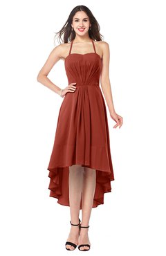 ColsBM Hannah Rust Casual A-line Halter Half Backless Asymmetric Ruching Plus Size Bridesmaid Dresses