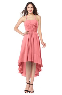 ColsBM Hannah Shell Pink Casual A-line Halter Half Backless Asymmetric Ruching Plus Size Bridesmaid Dresses