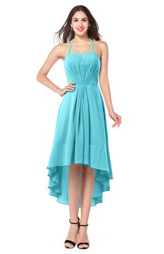 ColsBM Hannah Dazzling Blue Casual A-line Halter Half Backless Asymmetric Ruching Plus Size Bridesmaid Dresses