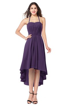 ColsBM Hannah Violet Casual A-line Halter Half Backless Asymmetric Ruching Plus Size Bridesmaid Dresses