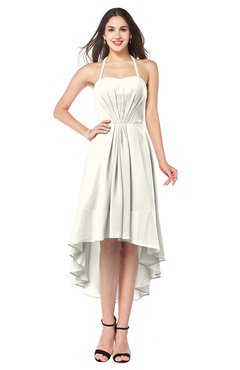 ColsBM Hannah Whisper White Casual A-line Halter Half Backless Asymmetric Ruching Plus Size Bridesmaid Dresses