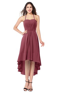 ColsBM Hannah Wine Casual A-line Halter Half Backless Asymmetric Ruching Plus Size Bridesmaid Dresses